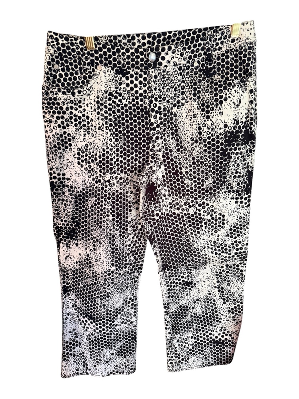 Biacci geo print  Black & White Patterned Capri Pants Sz. 12 NWOT Y2K